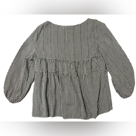 Max Studio Gingham Black and White Blouse Size Large – Tiered, Lightweight, Boho - Picture 8 of 14